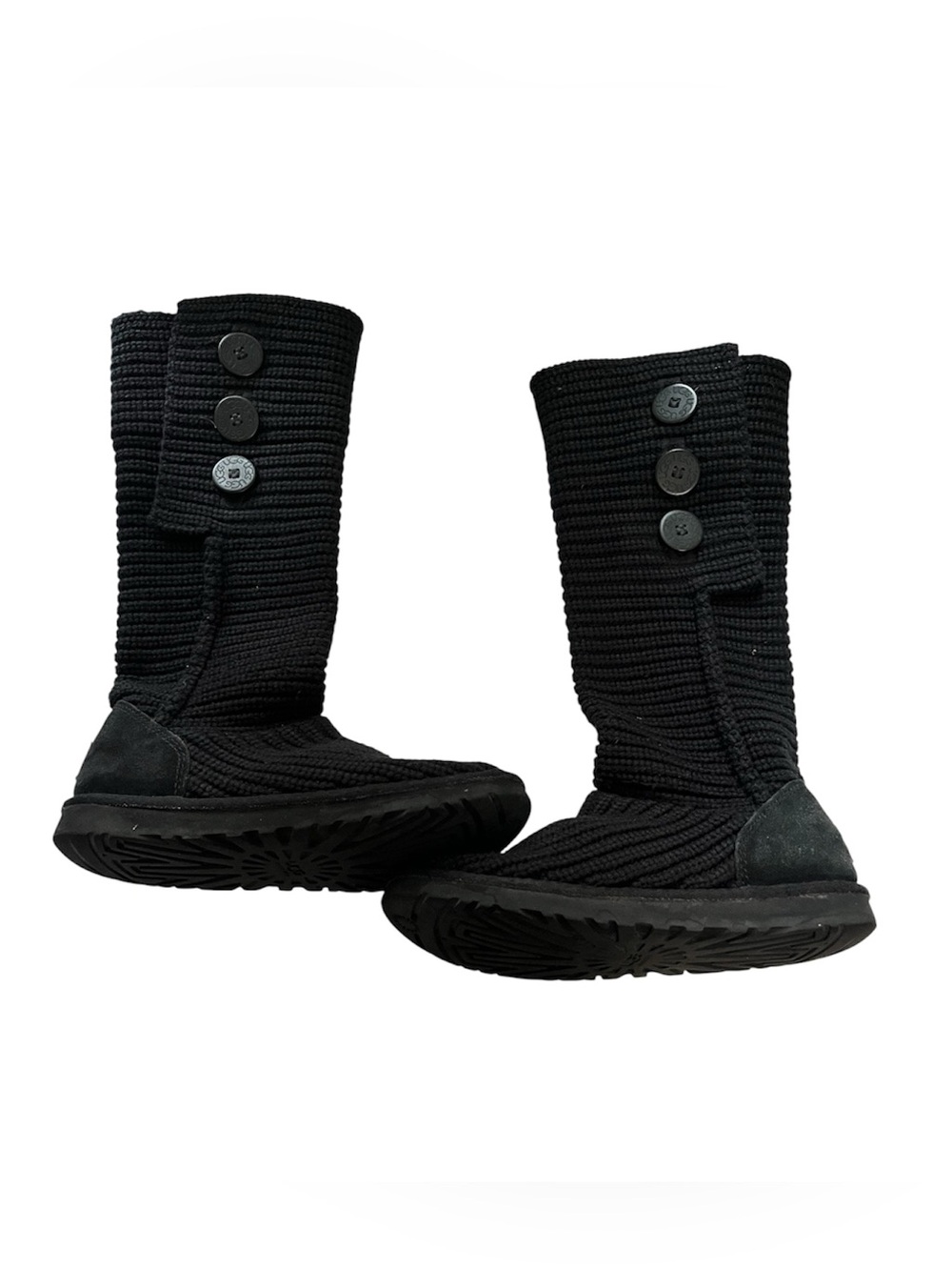 UGG Australia Classic Cardy Boots 5819 Sweater Knit Foldover Black Size 8